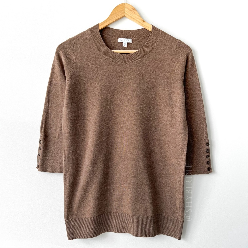 GAP 100% Cotton Light Knit Sweater, Brown